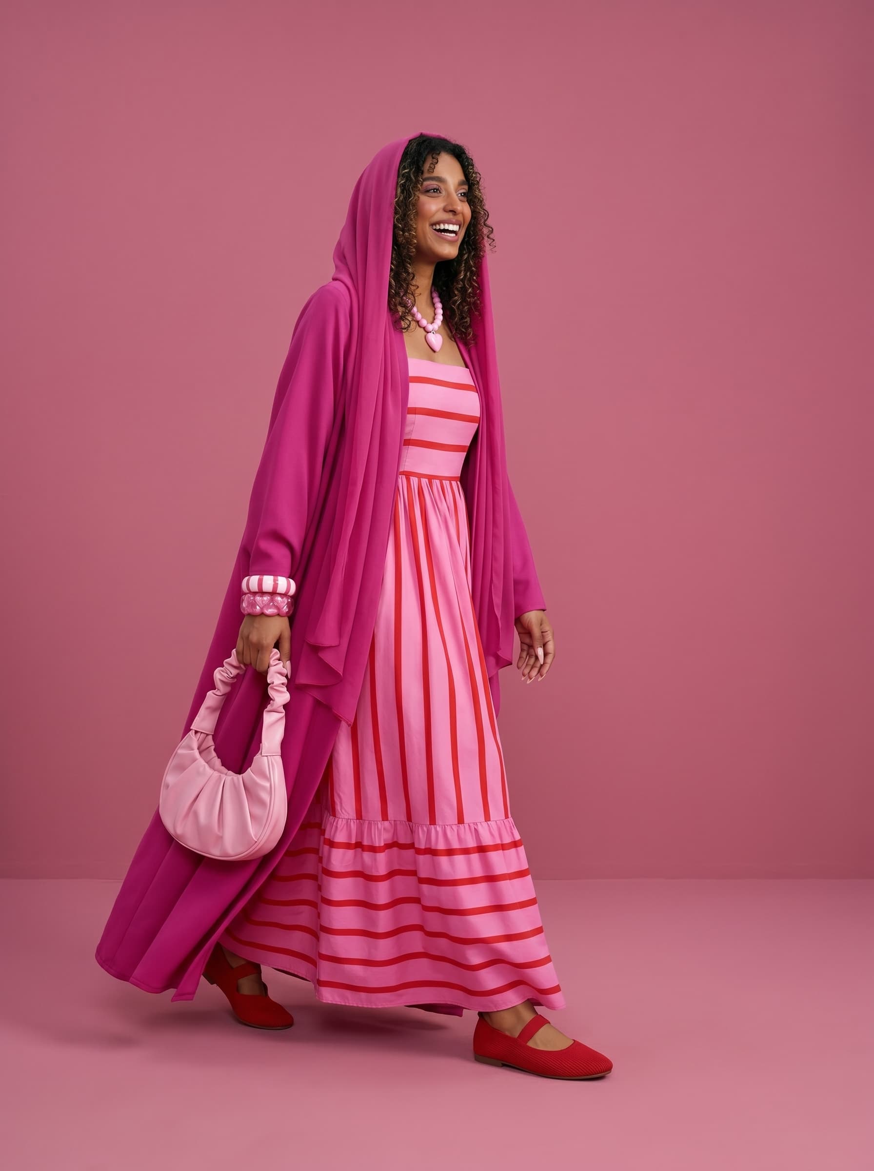 Pink look — woman smiling